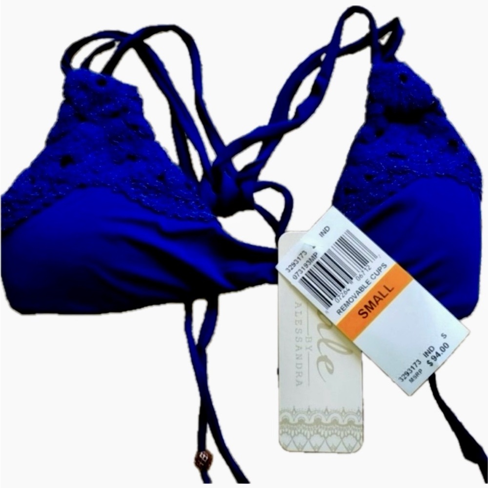 Blue Crochet Detail Bikini Top NWT